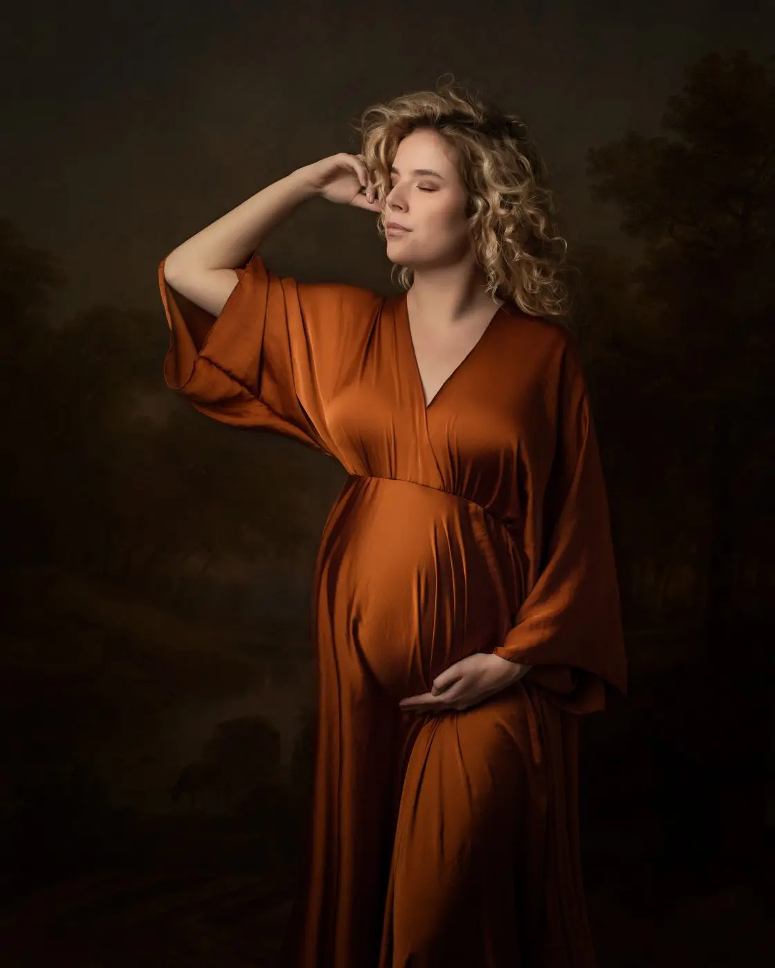 Color: Red - Boho Maternity Photography Props V Neck Dresses Free Size Adjustable Soft Pregnancy Photo Shoot Sides Slit For Baby Shower