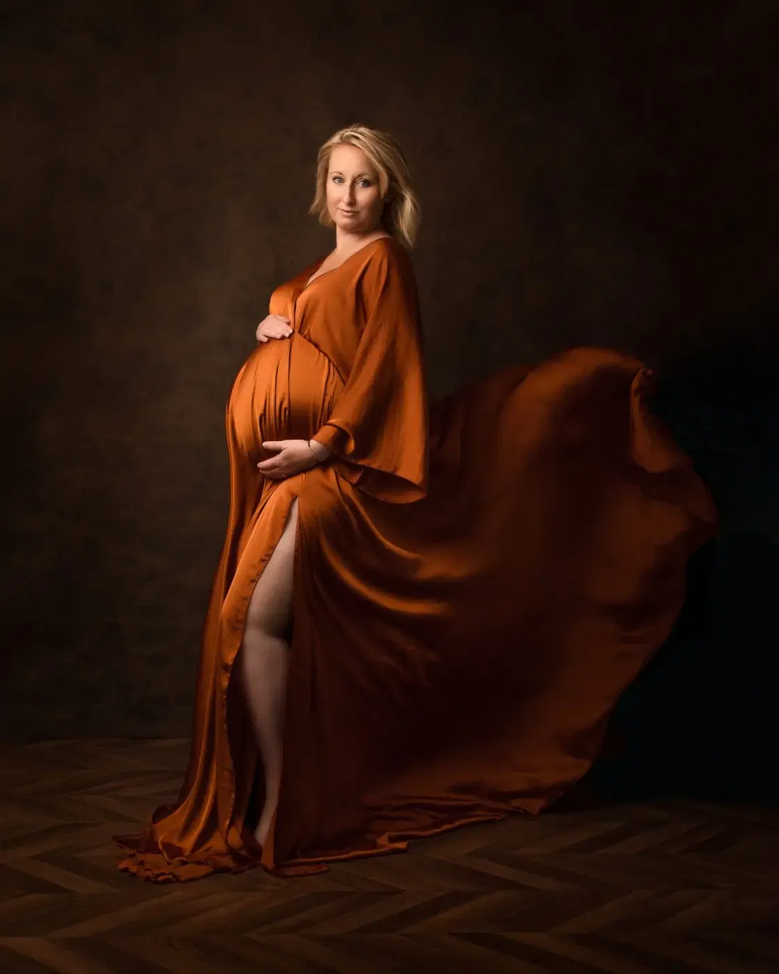 Color: Red - Boho Maternity Photography Props V Neck Dresses Free Size Adjustable Soft Pregnancy Photo Shoot Sides Slit For Baby Shower