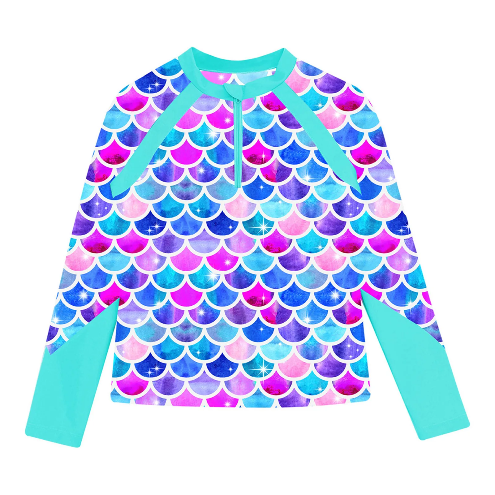 Color: Gold, Kid Size: 9M - Girls Swim Top Floral Printed Rash Guard T Shirt Long Sleeve Mermaid Costume Swimwear Beachwear UPF 50+ Surfing Bathing Tops