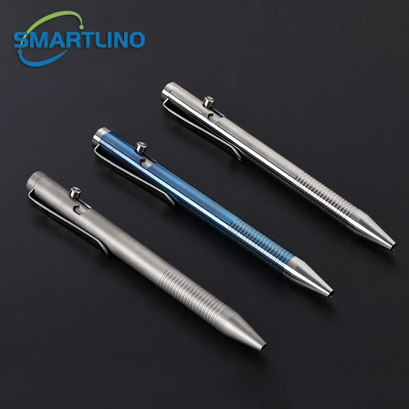 Color: Army Green - High Quality Titanium Tactical Bolt Action Ballpoint Pen Self Defense EDC Writing Tools for Outdoor Traveling Office Gift