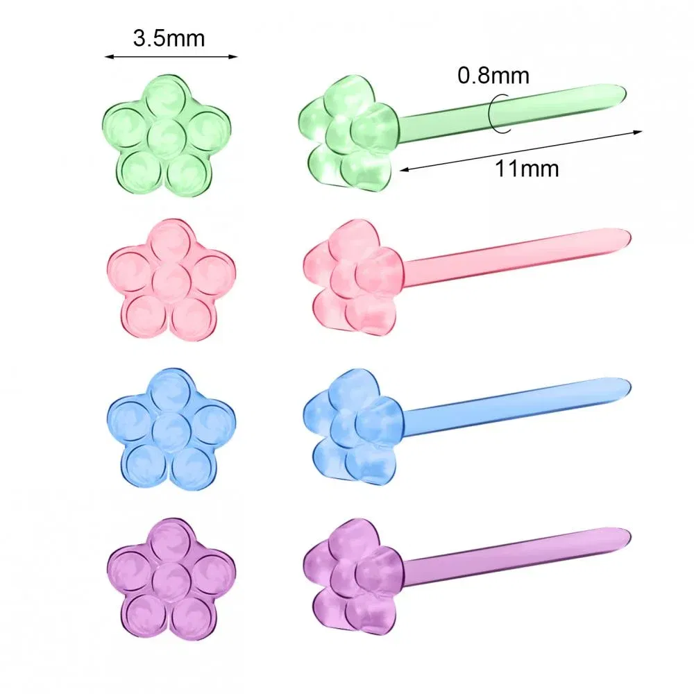 Metal Color: Blue white zinc plated - ZS 10-50pcs/lot Colorful Acrylic Stud Earring Invisible Transparent Anti-allergy Ear Pin 20G Star Ball Curing Ear Hole Retainer