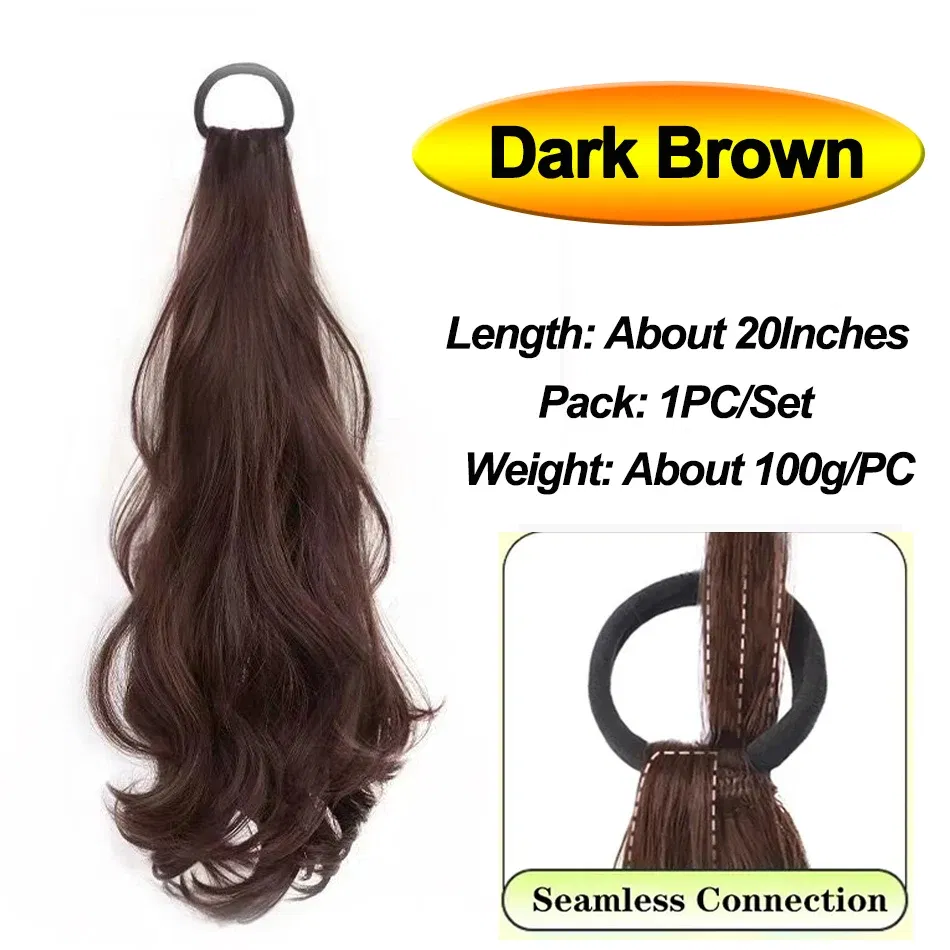 Color: 1B/30HL, Stretched Length: 20inches - Synthetic Ponytails Hair Extension With Rubber Band Long Curly Wavy Layered Ponytail For Women Daily Use Heat Resistant Hair Wig