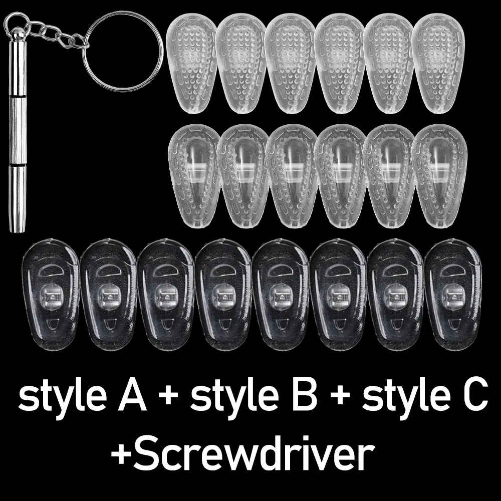 Color: GRAY - Eyeglasses Nose Pads with Screwdriver Soft Oval Silicone Air Chamber Glasses Anti-slip Nose Pad Screw Replacement Repair Tools