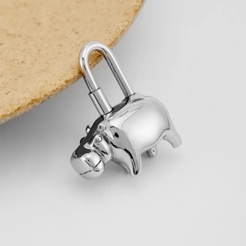 Color: Dark Brown - Bag Pendant For Birkin Kelly Bag Pegasus Lock Charm All-steel Animal Metal Lock Bag Pendant High-end Charm Necklace
