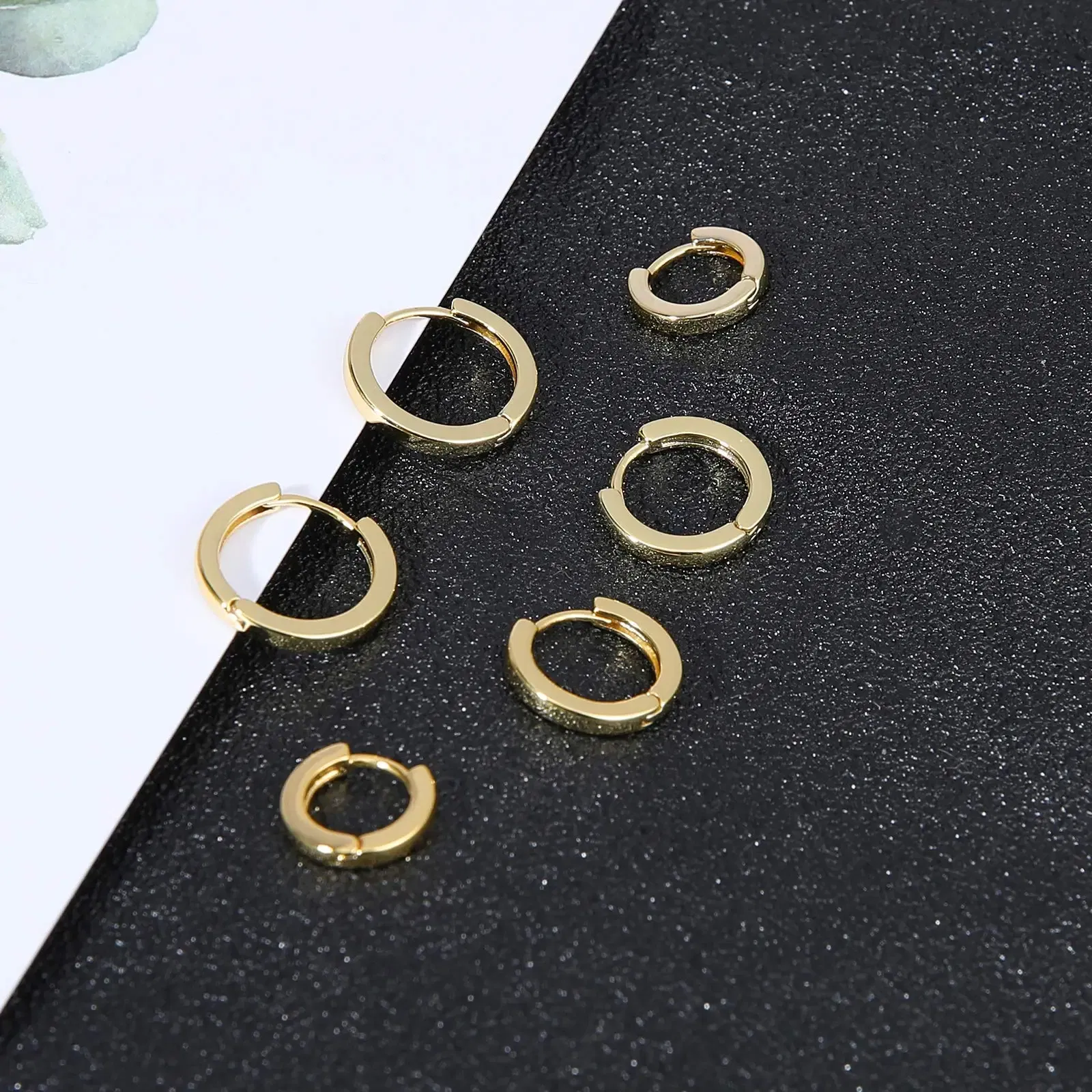 Metal Color: Pure Gold Color - Vonmoos New Women 3 Pairs Small Earrings Lady Classic 14K Gold Hoop Fashion Tiny Huggie Hoop Earrings Set Hypoallergenic Earring