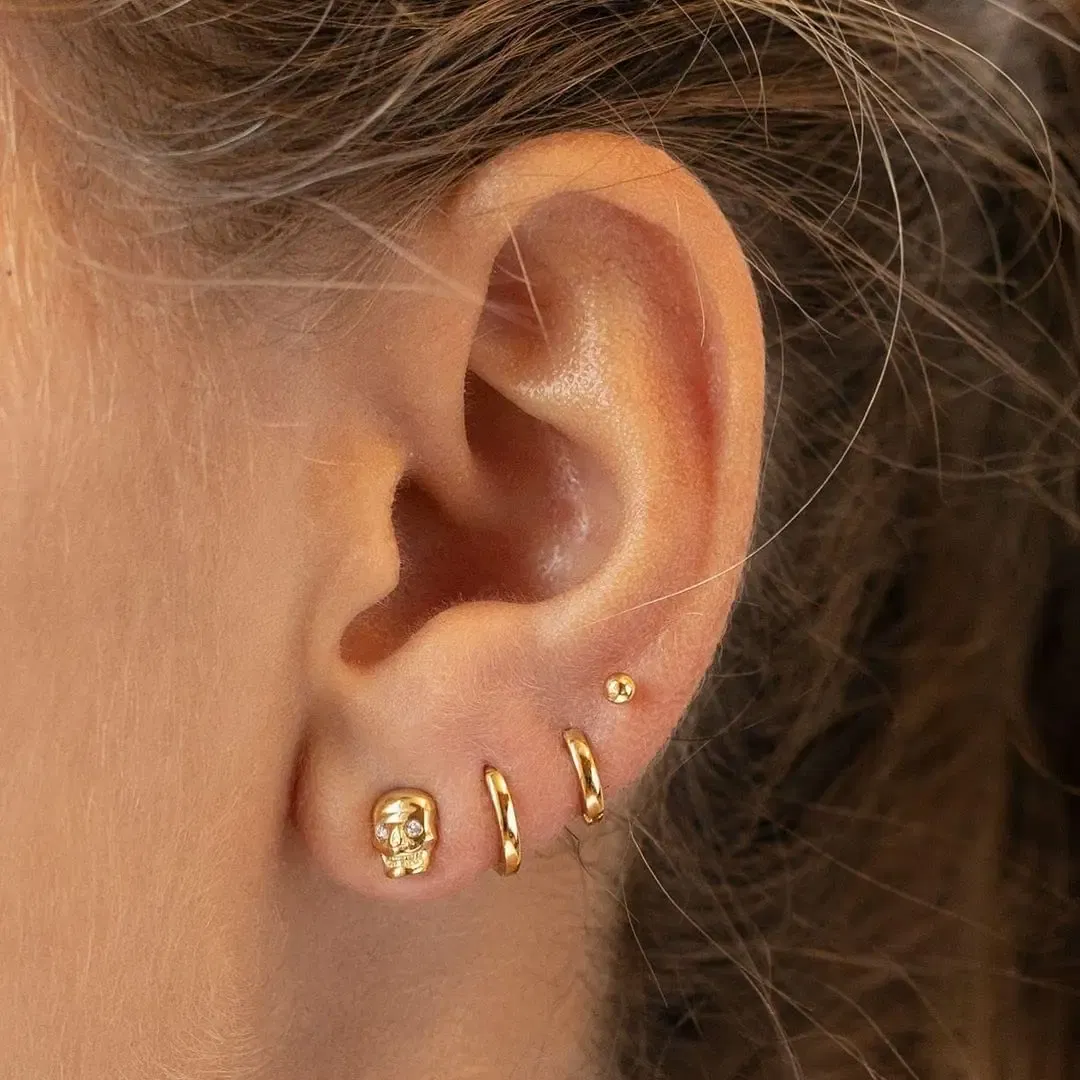 Metal Color: Pure Gold Color - Vonmoos New Women 3 Pairs Small Earrings Lady Classic 14K Gold Hoop Fashion Tiny Huggie Hoop Earrings Set Hypoallergenic Earring