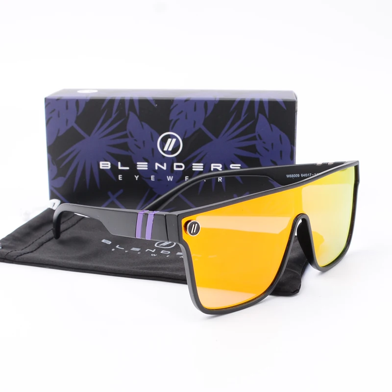 Lenses Color: WHITE - Mixed blue mirror UV protection lens Men's sunglasses Retro fashion Square Blender Men's sunglasses 68009: With box
