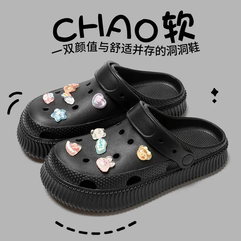 Color: LIGHT BLUE, Shoe Size: 38-39 - Shoes hole shoes girls wear outside couple bag head women cool slippers