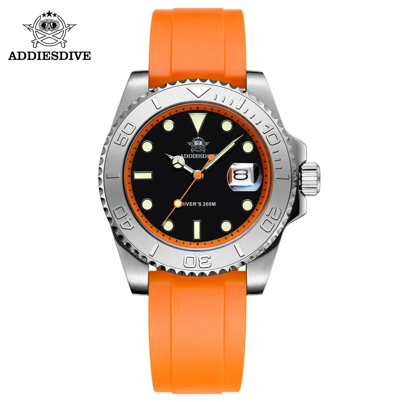 Color: Ivory, Ships From: CHINA - ADDIESDIVE AD2040 Men's Watch 41mm Fashion Diver Quartz Watch 200m Diving Rubber Silicone Super Luminous Wristwatch Reloj Hombre