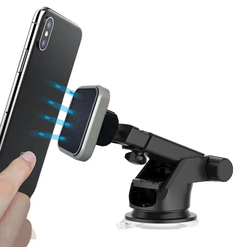 Ships From: CHINA, Color: Red - Magnetic Phone Holder For Car Windscreen, Suction Cup Base Robotic Arm Phone Bracket for Car Dashboard, 360 Degrees Rotation