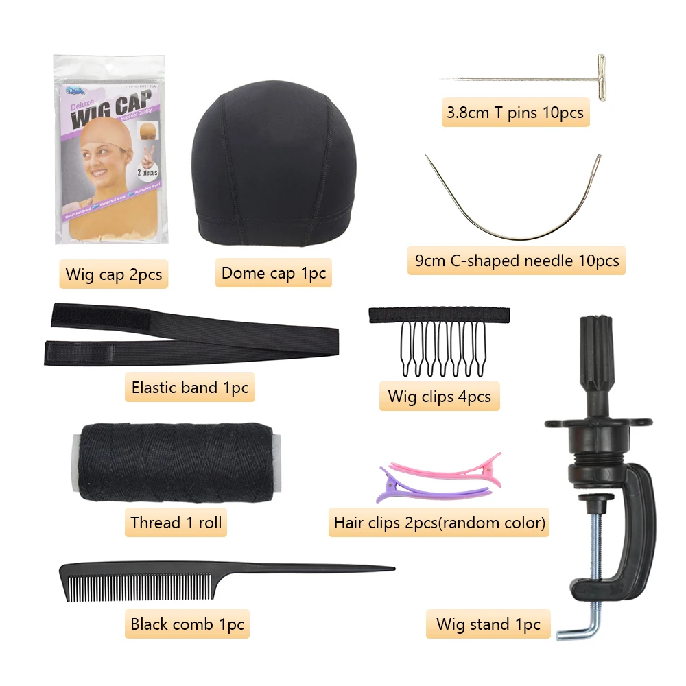 Color: WHITE - Canvas Block Head Set with Wig Head Stand Table Clamp for Making Wigs Mannequin Head Wig Accessories ?»?