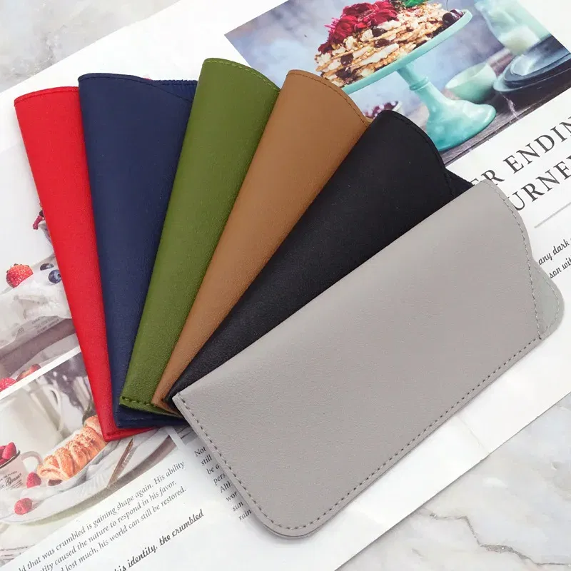 Color: Green, Ships From: CN - Simple Soft Leather Open Sunglasses Bag for Women Men Waterproof Reading Glasses Case Dust Storage Bag Eyewear Pocket Accessory