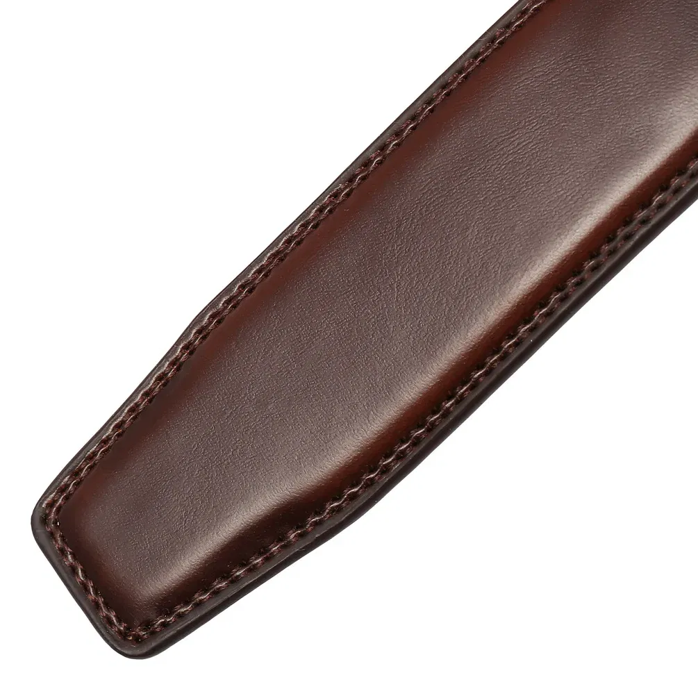 Color: Yellow, Belt Length: 95cm - 90-130cm Brand No Buckle 3.0cm Wide Genuine Leather Automatic Belt Body Strap Without Buckle Belts Men Good Quality No Holes
