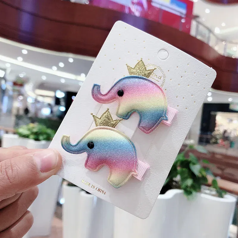 Color: Silver - 2PCS Set Children Girl Bow Butterfly Hair Clip Print Knot Hairpin Korean Princess Fresh Cute Lovely Hair Accessories Headdress