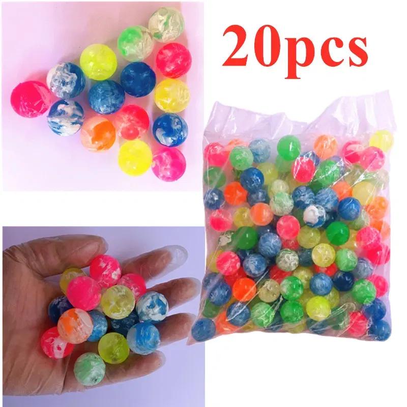 Color: Dark Brown - 20Pcs/lot Rubber 19mm Cloud Bouncy Balls Funny Toy Jumping Balls Mini Neon Swirl Bouncing Balls Kids Sports Toy Balls Cat Toy