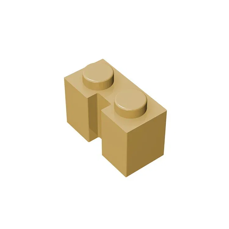 Color: Brown - Gobricks GDS-798 BRICK 1X2 W. GROOVE compatible with lego 4216 children's DIY Educational Building Blocks Technical