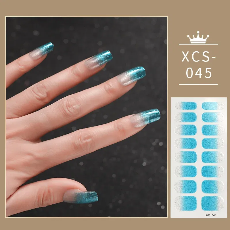 Color: Nickel-Free White - 1pc Nail Art Sticker Laser Shiny Sequins Polish Wraps Double Ended Adhesive Strips Fashion Stickers Manicure Decor