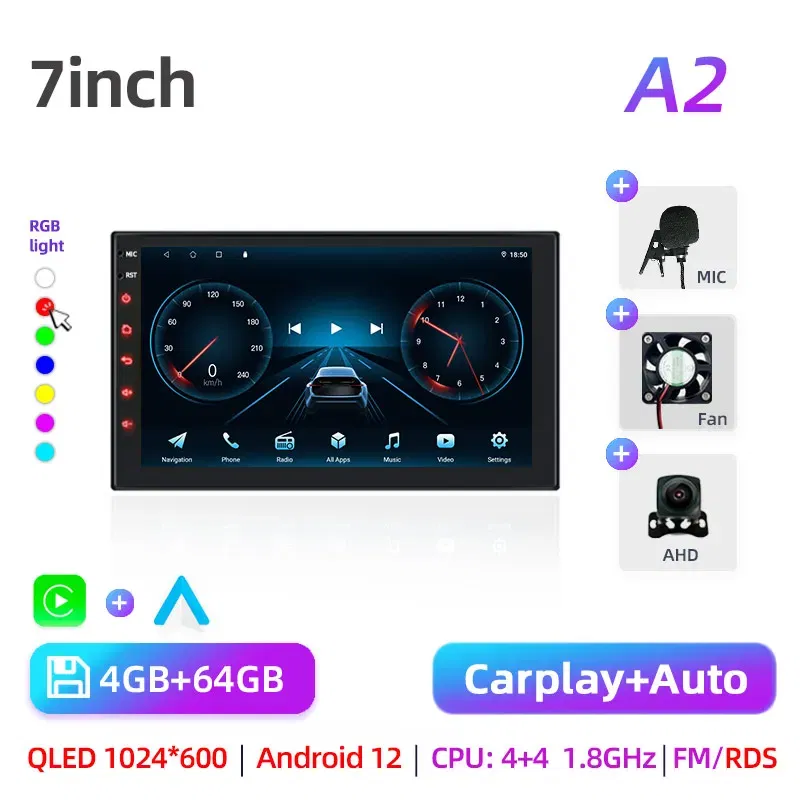 Color: Mint, Ships From: CHINA - Car radio with GPS Multimedia player with Android 12 7/9/10''2 Din Universal Stereo Carplay AUTO for Volkswagen, Nissan, Hyundai