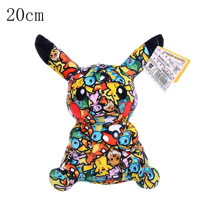 Color: Lemon yellow - Cute Pokemon Plush Toy Pikachu Rowlet Charizard Larvitar Squirtle Slowpoke Dratini Spinda Soft Stuffed Doll Kids Christmas Gift
