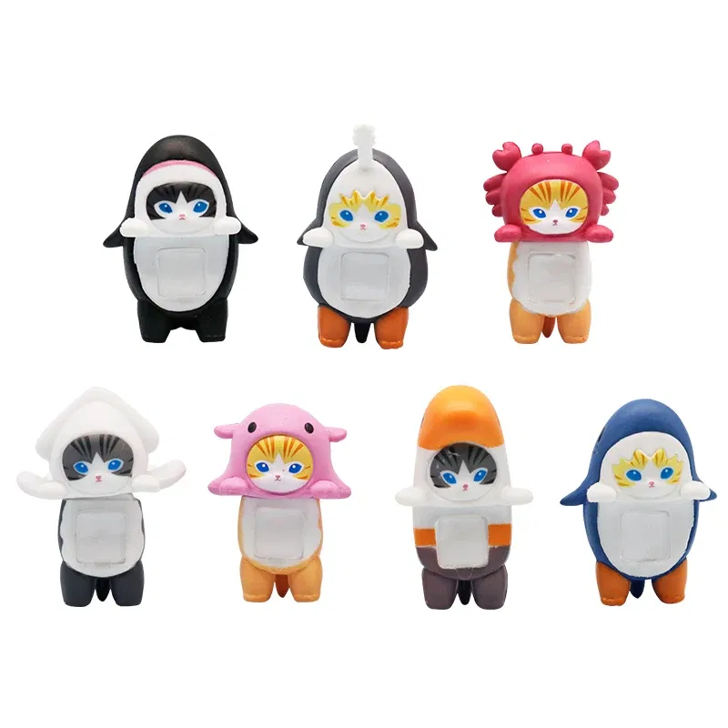 Color: Yellow - 12PCS 5cm Sonny Angel Blind Box Shark Cat Series Anime Figures Room Ornaments Children's Christmas Gift High Quality Ornaments