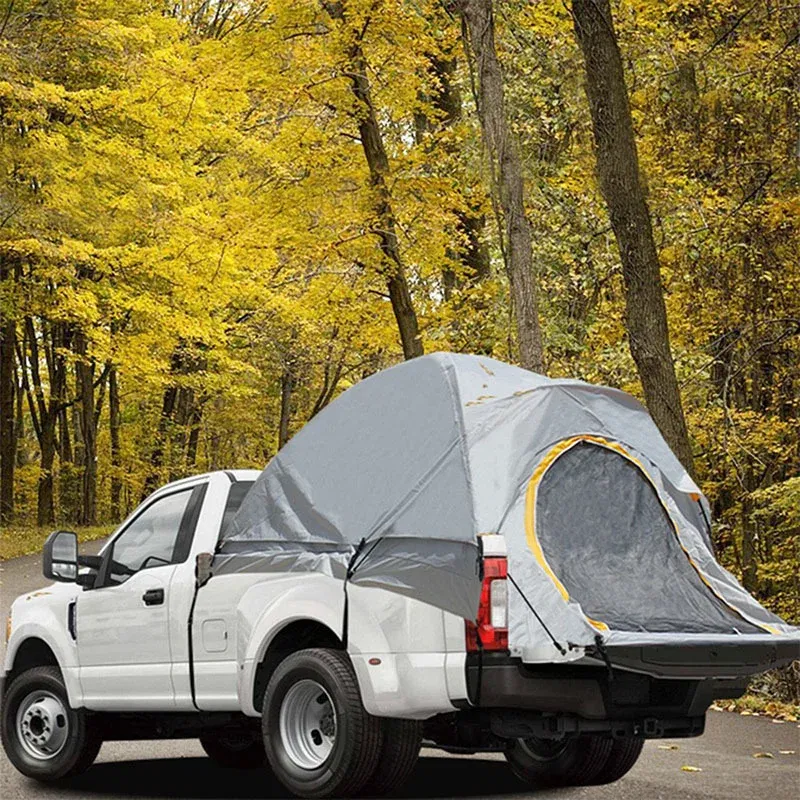 Color: Light Grey - Pickup Truck Rear Box Tent Outdoor Self Drive Tour Car Tail Tent Fishing Rainproof Pickup Truck Tent Multifunctional Car Tent