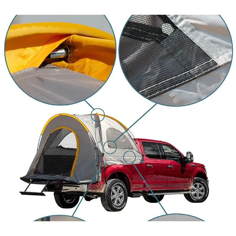Color: Light Grey - Pickup Truck Rear Box Tent Outdoor Self Drive Tour Car Tail Tent Fishing Rainproof Pickup Truck Tent Multifunctional Car Tent