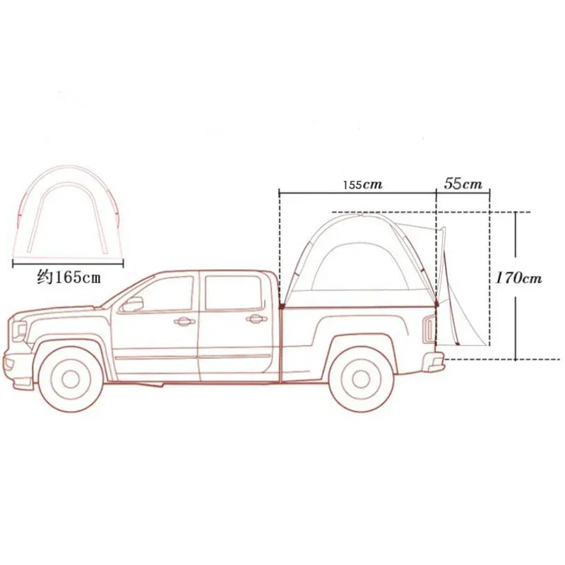 Color: Light Grey - Pickup Truck Rear Box Tent Outdoor Self Drive Tour Car Tail Tent Fishing Rainproof Pickup Truck Tent Multifunctional Car Tent