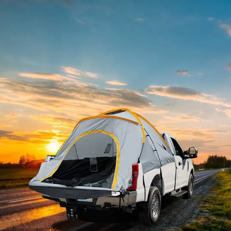 Color: Light Grey - Pickup Truck Rear Box Tent Outdoor Self Drive Tour Car Tail Tent Fishing Rainproof Pickup Truck Tent Multifunctional Car Tent