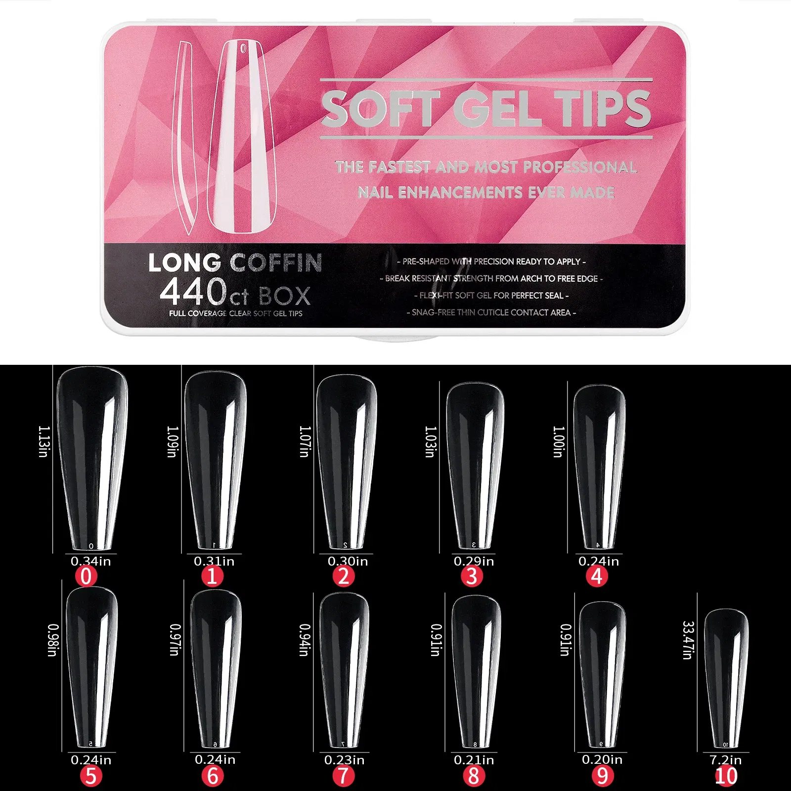 Color: Red - 1 Box Clear Acrylic Long Fake Nails Capsules Almond French Coffin Full Half Cover False Nails Artificial Nail Soft Gel Tips