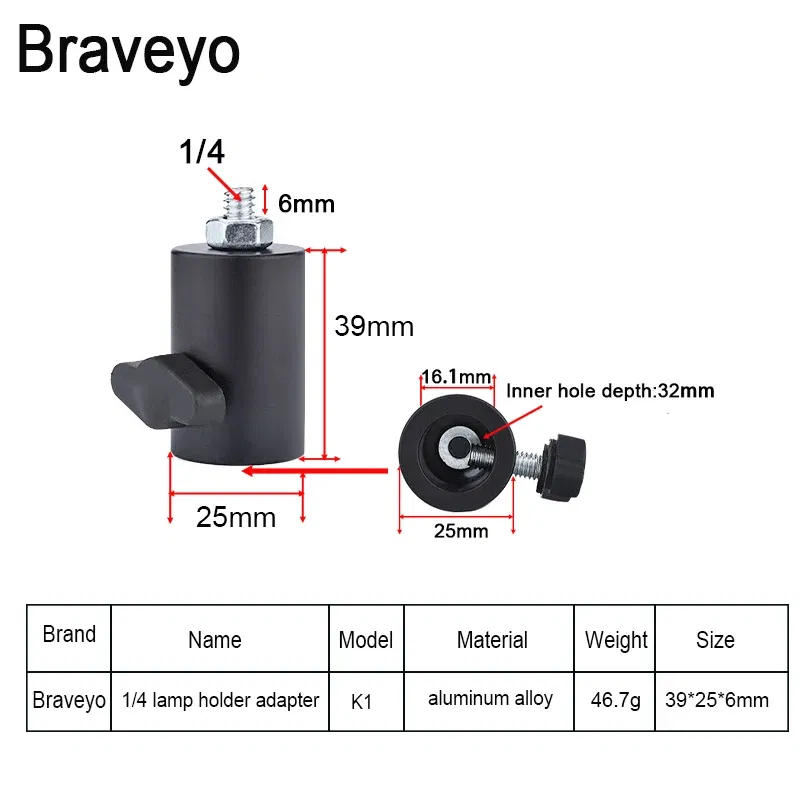 Color: WHITE - 1/4 3/8 Interface Camera Lamp Holder LED Flash Photography Lamp Holder Adapter Metal Photography Accessories