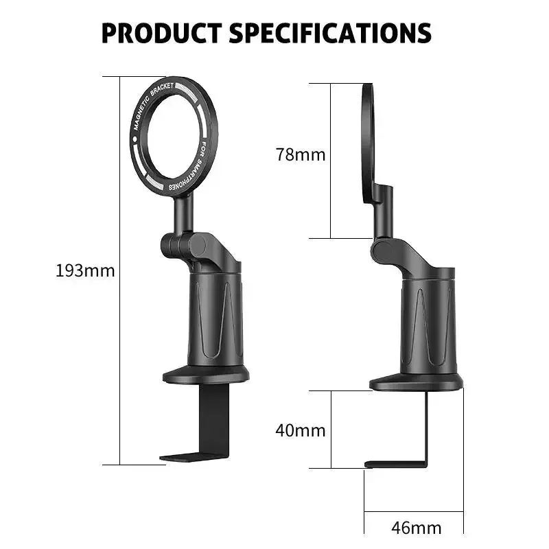 Foldable Magnetic Phone Holder for Magsafe Rotating Magnet Mount Multifunctional Travel Clip Desktop Lazy Stand Bracket