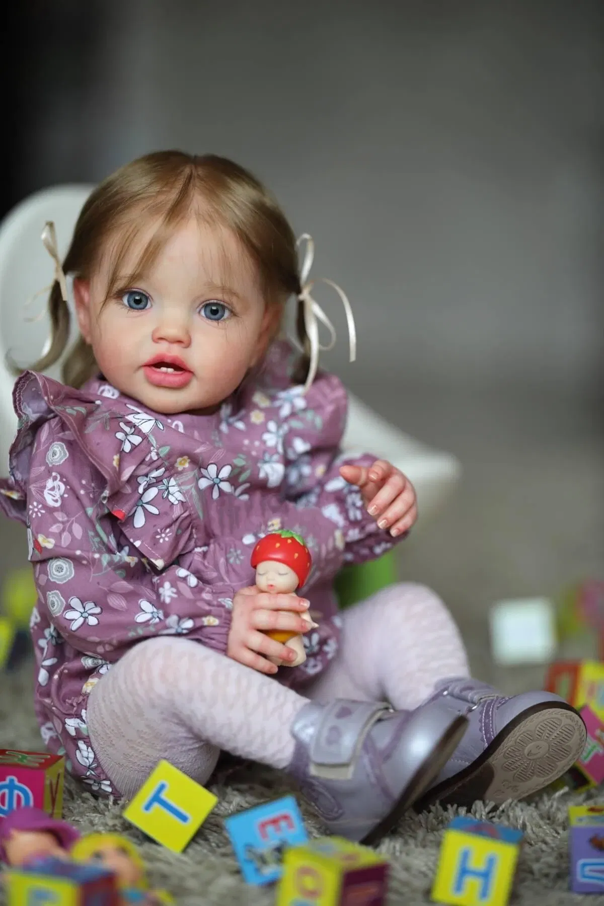 NPK 24Inch Newborn Baby Toddler Doll Reborn Lottie Princess Girl Lifelike Soft Touch 3D Skin Art Doll with Hand Rooted Hair