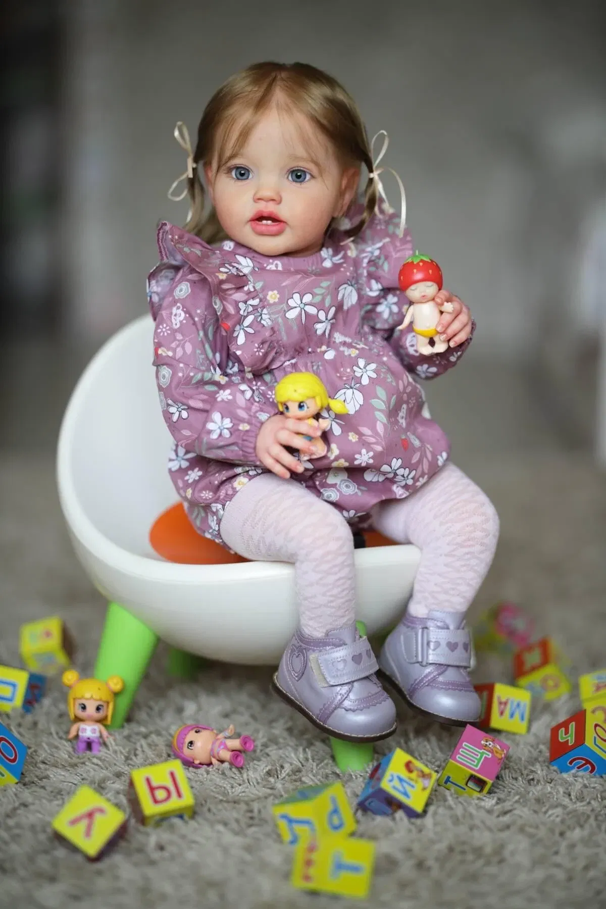 NPK 24Inch Newborn Baby Toddler Doll Reborn Lottie Princess Girl Lifelike Soft Touch 3D Skin Art Doll with Hand Rooted Hair