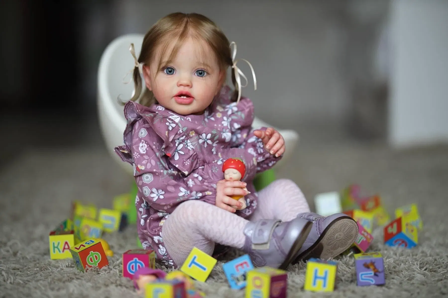 NPK 24Inch Newborn Baby Toddler Doll Reborn Lottie Princess Girl Lifelike Soft Touch 3D Skin Art Doll with Hand Rooted Hair