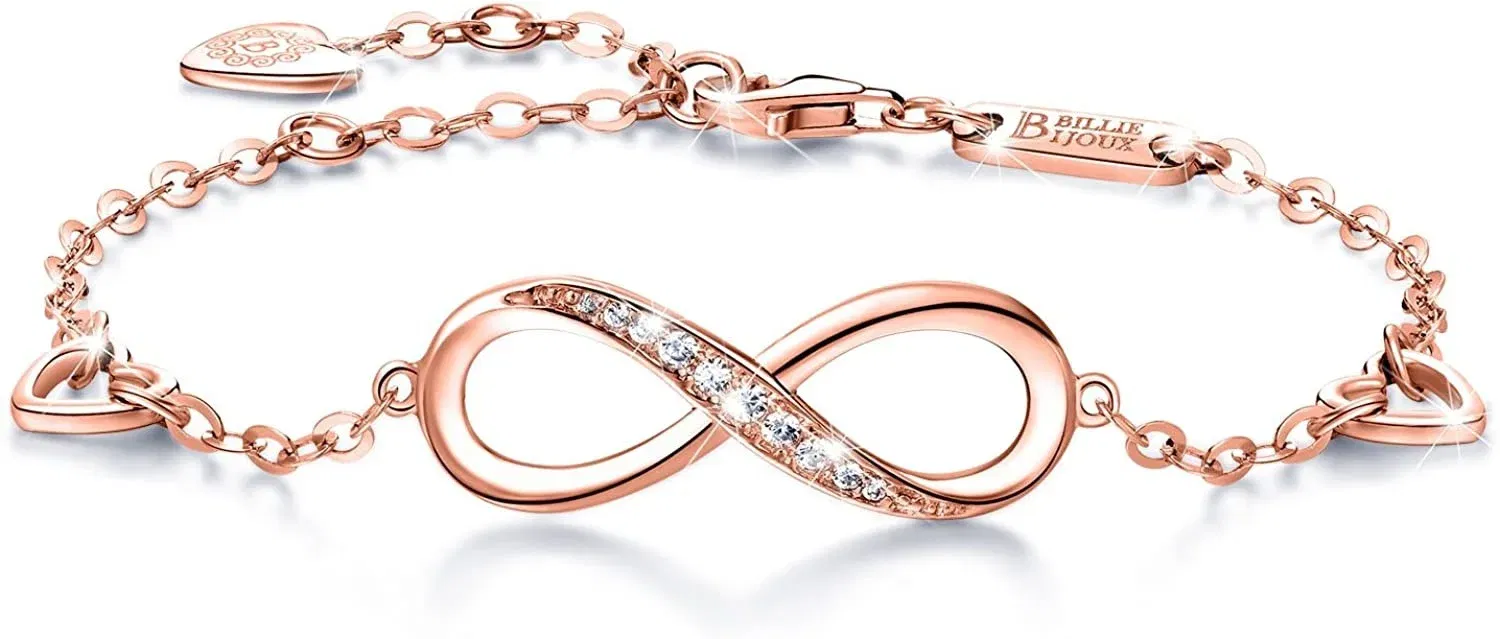 Metal Color: Rust Red, Ships From: CHINA - Womens  Sterling Silver Infinity Endless Love Symbol Charm Adjustable Bracelet for Women Mother's Day
