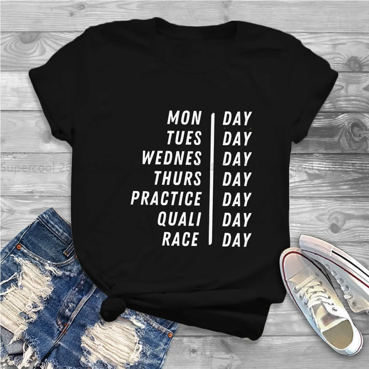 Color: black, Size: L - Race Week Newest Polyester TShirts F1 Formulate 1 Racing Female Style Streetwear T Shirt O Neck