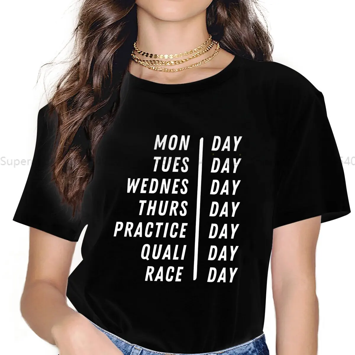 Color: black, Size: L - Race Week Newest Polyester TShirts F1 Formulate 1 Racing Female Style Streetwear T Shirt O Neck