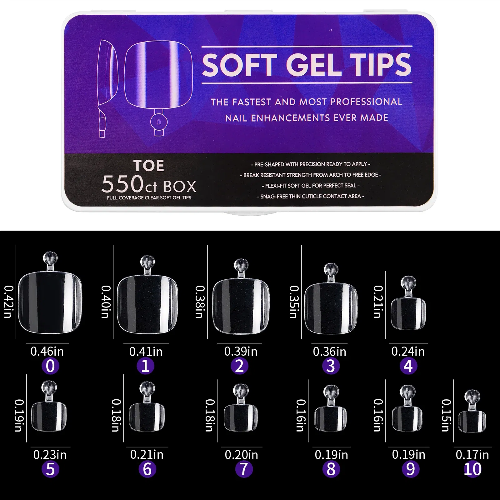 Color: Lavender - 1 Box Clear Acrylic Long Fake Nails Capsules Almond French Coffin Full Half Cover False Nails Artificial Nail Soft Gel Tips