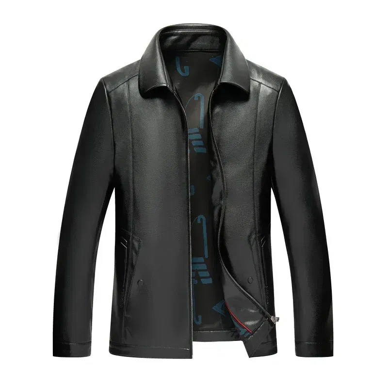 Color: SKY BLUE, Size: 4XL - QYLVAWOY Genuine Leather Jacket Men Short Black Leather Coat Male Real Sheepskin Leather Jackets Jaqueta Masculina Men's Clothes