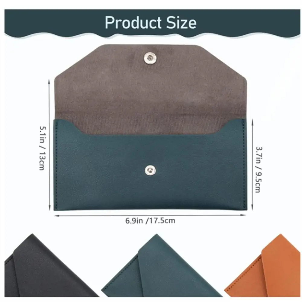 Color: Clear - Envelope Wallet PU Leather Cash Envelope Wallet Classic Fashion Long Women's Wallet Ferrule Name Card Holder Gift