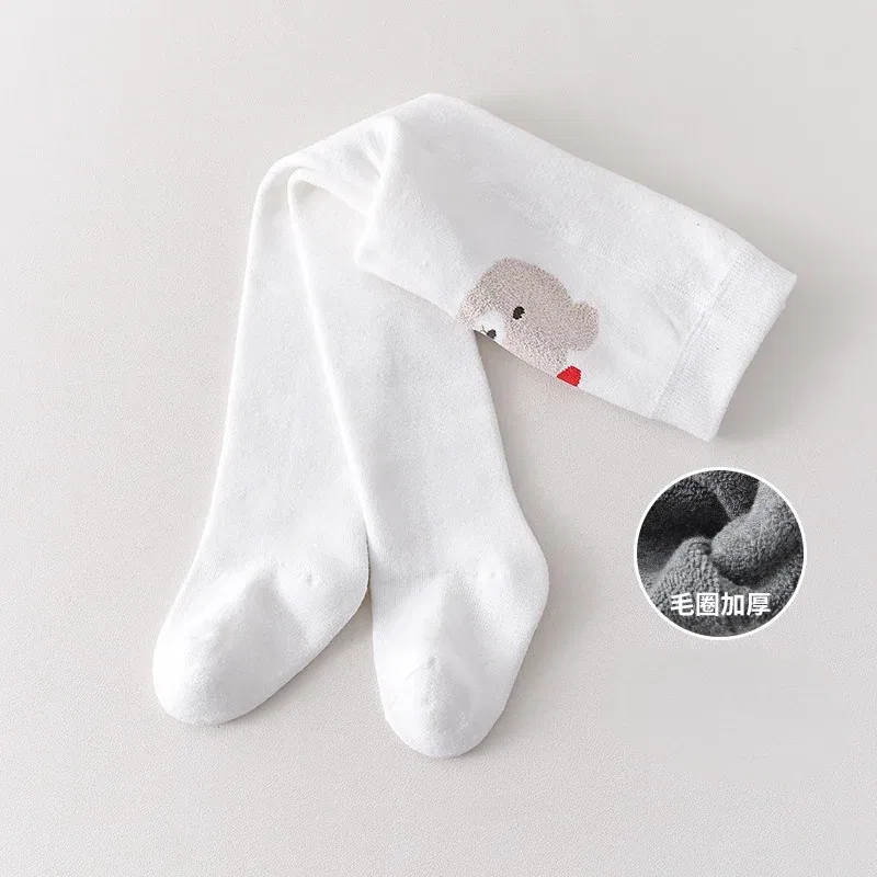 Color: Blue, Kid Size: 9M - Autumn Winter Thickened Baby Pantyhose A-class Girl Stocking Infant Toddler Knit Tights Cute Print High Waist Overall Legging