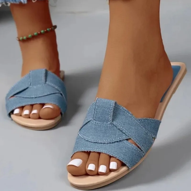 Color: Silver, Shoe Size: 39 - New Fashion Slippers Women Sexy Flat Sandals Casual Ladies Sand Beach Slippers Elegant Fish Mouth Slippers Women