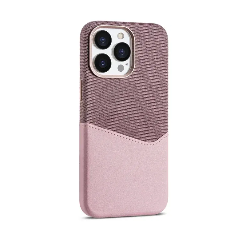 Color: Beige, Material: Nylon - Card Holder MagSafe Leather Phone Case For iPhone 14 16 Pro Max 13 15 Pro 12 Pocket Wireless Charging Alloy Lens Hit Color Cover
