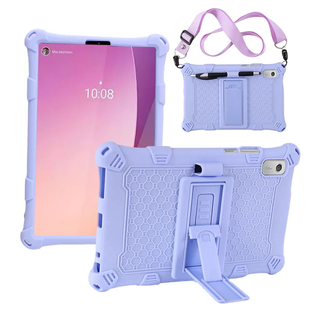 Color: Red, Size: sixteen - For Lenovo Tab M9 TB-310FU 2023 Soft Bubble Case Kids Shockproof Kickstand Tablet Cover Funda Capa Coque With Shoulder Straps