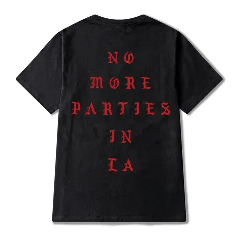 Color: black, Size: XXL - 2023 New Hip Hop T-shirt Kanye West I feel Like Paul 100% Cotton tshirts NO MORE PARTIES IN LA T SHIRTS Men Women Tee Tops