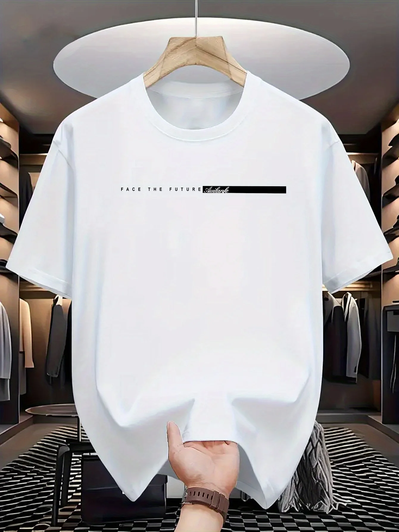 Color: WHITE, Size: S - Summer men's 100% cotton casual loose fit large letter print round neck short sleeved T-shirt top High Street Unisex style