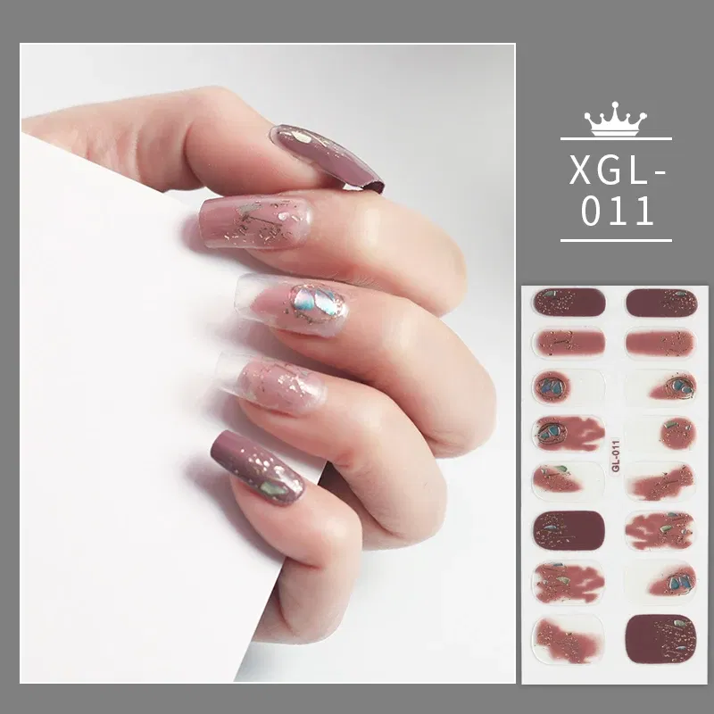 Color: Dark yellow - Shiny New Year Nail Sticker Self Adhesive Decor Sticker Nail Wraps Glitter Nail Polish Sticker Waterproof Christmas Nail Sticker