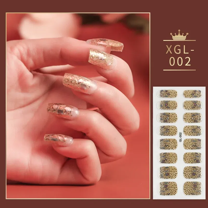 Color: Dark yellow - Shiny New Year Nail Sticker Self Adhesive Decor Sticker Nail Wraps Glitter Nail Polish Sticker Waterproof Christmas Nail Sticker