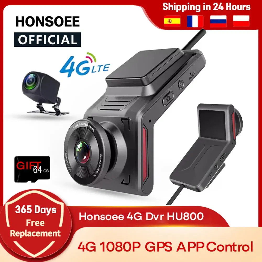 Honsoee HU800 Car DVR Dash Cam 4G Hidden Rearview Mirror 1080P WiFi Dashcam Dual Lens APP GPS Video Recording Two Dash Camera