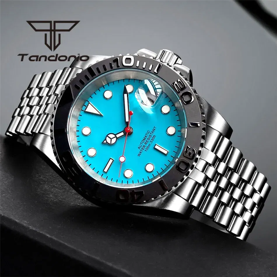 Color: Coffee, Size: Option 1 - Tandorio NH35A Date Display Blue Sterile Dial Sapphire Glass 40mm 20Bar Stainless Steel Automatic Men's Watch Rotating Bezel